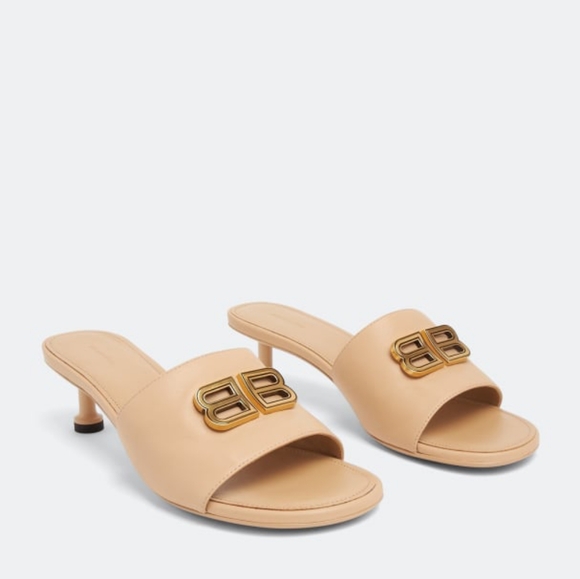 - New 💯 Authentic BalenciagaBb Logo Plaque Heeled Mules - Picture 3 of 14
